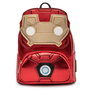 Loungefly Mini Mochila Marvel Iron Man con Luz, Mascara Revela a Tony Stark, Reactor Arco Iluminado, Cuero Vegano Metálico, 22.8x26.6x10 cm