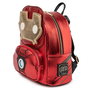 Loungefly Mini Mochila Marvel Iron Man con Luz, Mascara Revela a Tony Stark, Reactor Arco Iluminado, Cuero Vegano Metálico, 22.8x26.6x10 cm