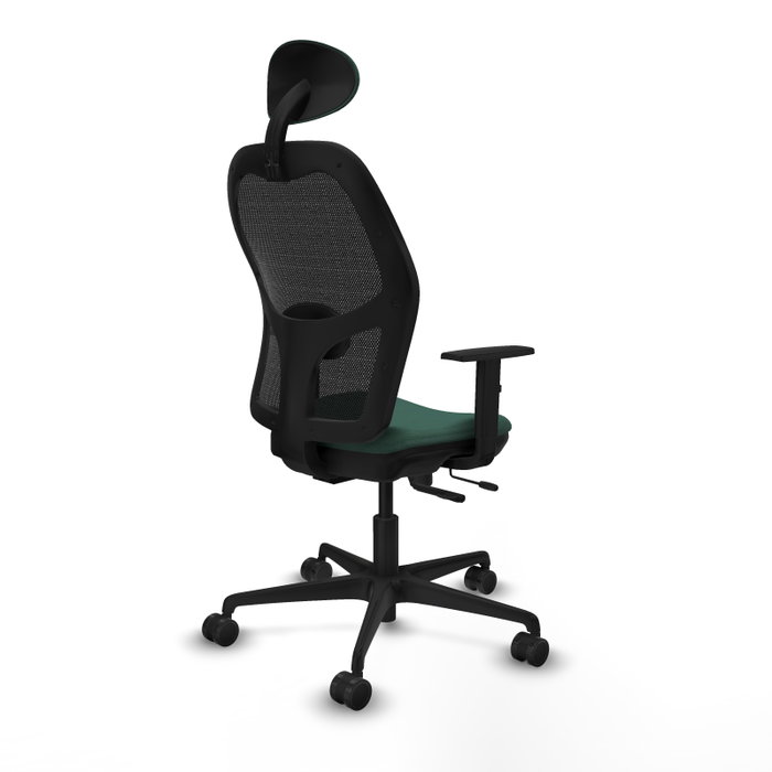 Silla de oficina Jorquera con mecanismo Sincro/Traslack tapizada con Tela color Verde botella y malla color Negro. Equipada con lumbar 1D, Brazos 1D, Cabecero Fijo y Ruedas 65mm nailon Silla de oficina Jorquera con mecanismo Sincro/Traslack tapizada con Tela color Verde botella y malla color Negro. Equipada con lumbar 1D, Brazos 1D, Cabecero Fijo y Ruedas 65mm nailon