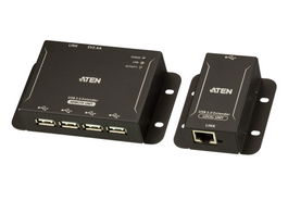 Aten UCE3250 Extensor USB 2.0 sobre Cable Ethernet CAT5/6 hasta 50 metros con Hub de 4 Puertos, Negro