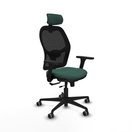 PIQUERAS Y CRESPO Silla de oficina Jorquera con mecanismo Sincro/Traslack Verde botella y Negro