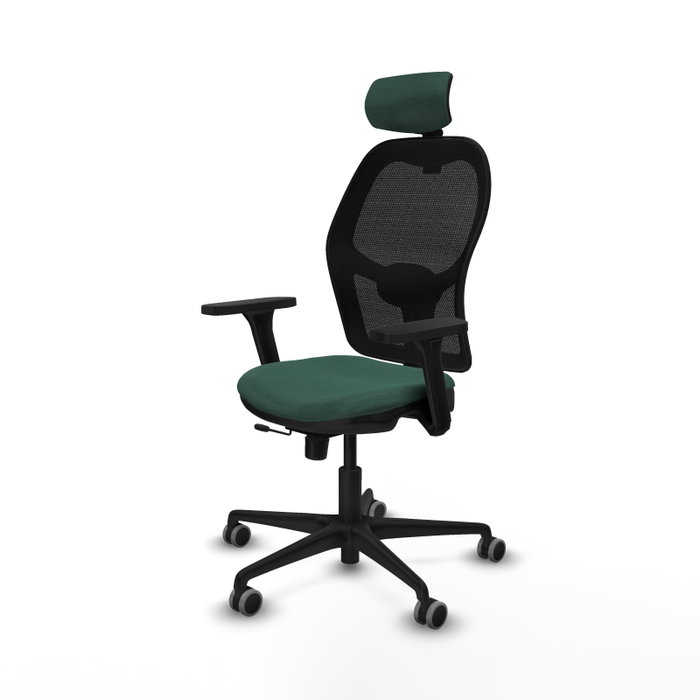 PIQUERAS Y CRESPO Silla de oficina Jorquera con mecanismo Sincro/Traslack Verde botella y Negro