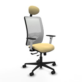 PIQUERAS Y CRESPO Silla de oficina Zulema con mecanismo Sincro/Traslack, Crema y Blanco