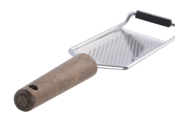 DKD Home Decor Rallador de Acero Inoxidable y Acacia Natural