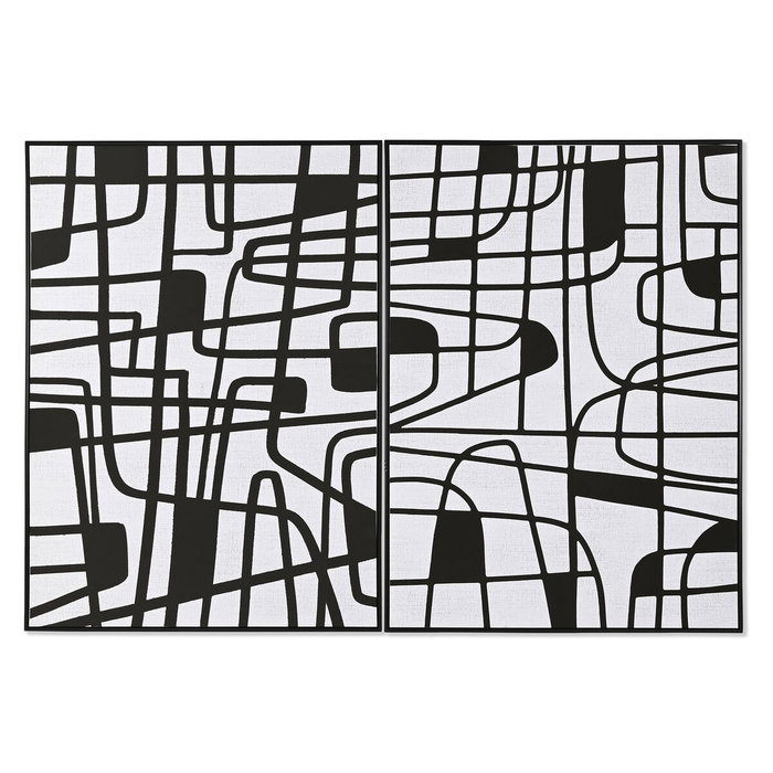 DKD Home Decor Cuadro Lienzo de Líneas, Pack de 2, 103x143 cm, Negro y Blanco DKD Home Decor Cuadro Lienzo de Líneas, Pack de 2, 103x143 cm, Negro y Blanco