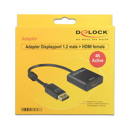 DeLOCK Adaptador DisplayPort 1.2 a HDMI Tipo A Macho Hembra 4K Schwarz 62607 Negro 0.2m