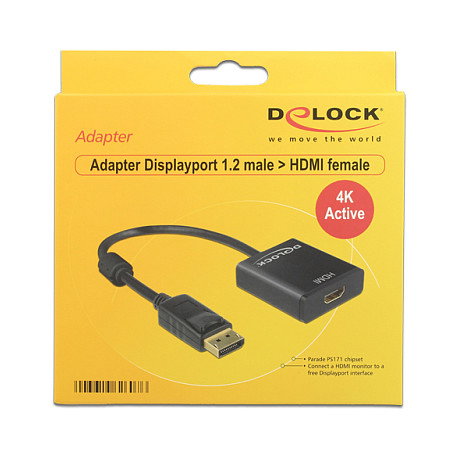 DeLOCK 62607 Adaptador DisplayPort 1.2 a HDMI 4K Activo Negro DeLOCK 62607 Adaptador DisplayPort 1.2 a HDMI 4K Activo Negro
