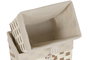 DKD Home Decor Set de 2 Cestas de Almacenamiento de Fibra y Algodón, Beige y Blanco