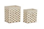DKD Home Decor Set de 2 Cestas de Almacenamiento de Fibra y Algodón, Beige y Blanco