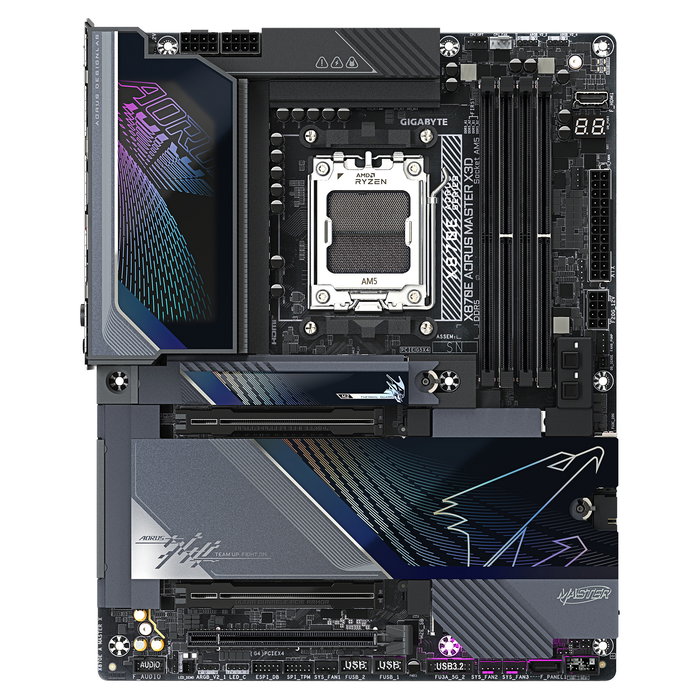 Gigabyte X870E AORUS MASTER Placa Base ATX AM5, AMD X870E, Wi-Fi 7, Bluetooth 5.4, 10GbE LAN, USB4, 5x M.2, Soporta DDR5 9000MHz (O.C.), Ryzen 9000/8000/7000 Series