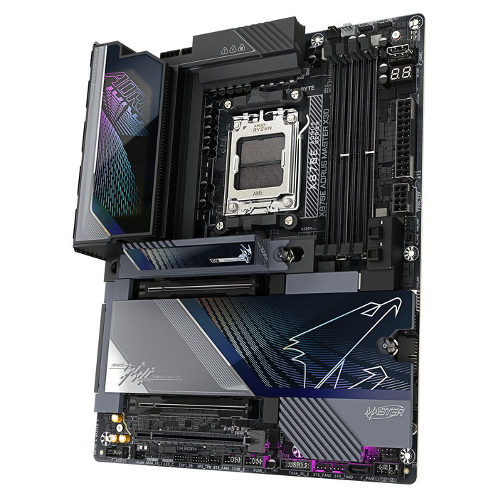 Gigabyte X870E AORUS MASTER Placa Base ATX AM5, AMD X870E, Wi-Fi 7, Bluetooth 5.4, 10GbE LAN, USB4, 5x M.2, Soporta DDR5 9000MHz (O.C.), Ryzen 9000/8000/7000 Series