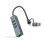 Nanocable Hub USB y Ethernet 10.03.0412 con 3xUSB-A 3.0 y RJ45, Gris