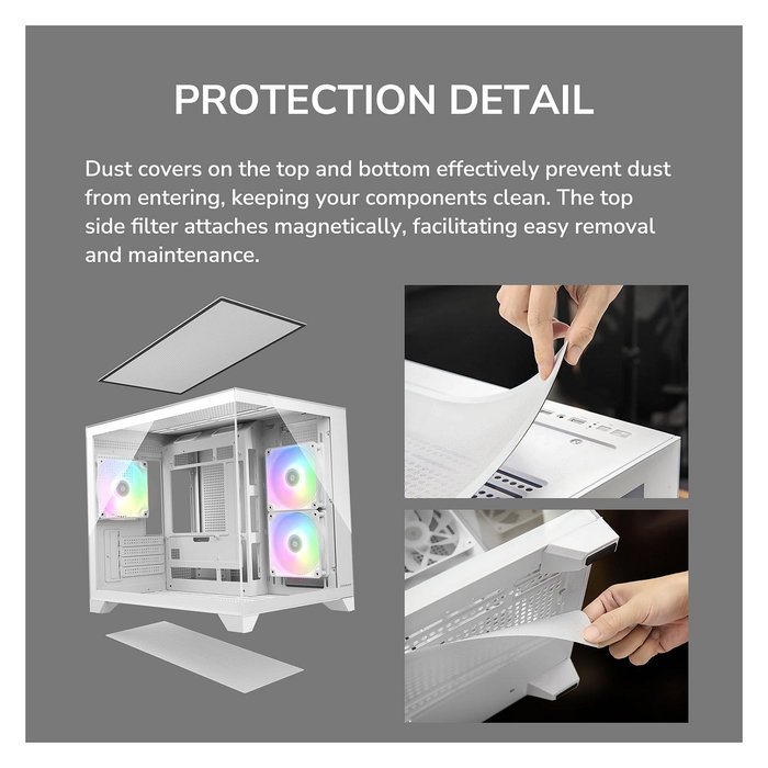 Cougar CGR-2QA6W-RGB Mini FV150 ARGB, Mini Tower Gaming, Blanco, Ventana Lateral, 1x 120mm Ventilador Trasero, microATX/Mini-ITX, Iluminación ARGB, Multi, Panel de Cristal Templado