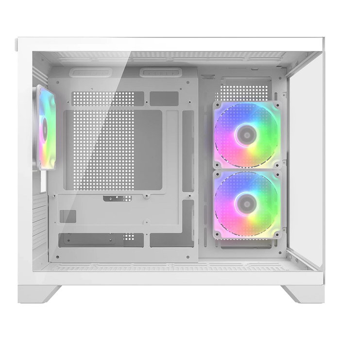 Cougar CGR-2QA6W-RGB Mini FV150 ARGB, Mini Tower Gaming, Blanco, Ventana Lateral, 1x 120mm Ventilador Trasero, microATX/Mini-ITX, Iluminación ARGB, Multi, Panel de Cristal Templado
