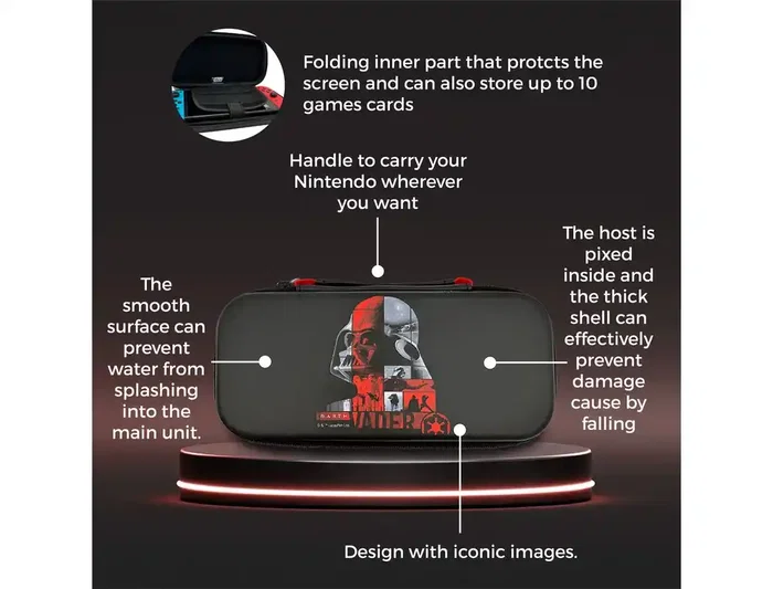 Wondee Funda Protectora Nintendo Switch / Switch OLED con Diseño Darth Vader Star Wars - 140x45x265 mm