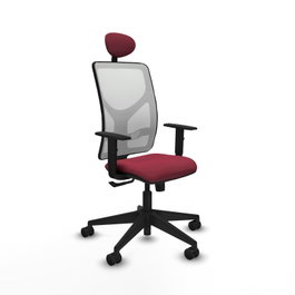 PIQUERAS Y CRESPO Silla de oficina Motilla, Mecanismo Sincro, Granate/Blanco