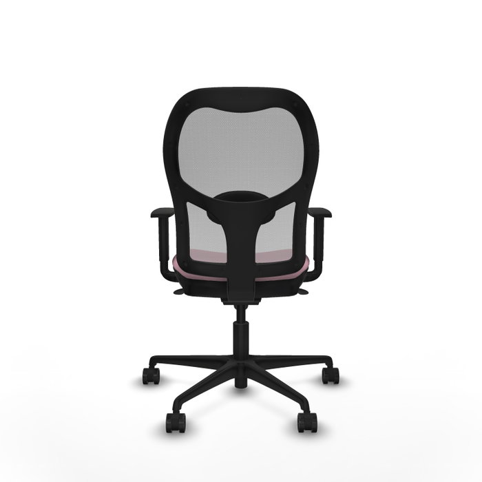 Silla de oficina Jorquera con mecanismo Sincro tapizada con Tela color Rosa y malla color Gris. Equipada con lumbar 1D, Brazos 1D y Ruedas 65mm nailon Silla de oficina Jorquera con mecanismo Sincro tapizada con Tela color Rosa y malla color Gris. Equipada con lumbar 1D, Brazos 1D y Ruedas 65mm nailon
