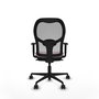 Silla de oficina Jorquera con mecanismo Sincro tapizada con Tela color Rosa y malla color Gris. Equipada con lumbar 1D, Brazos 1D y Ruedas 65mm nailon