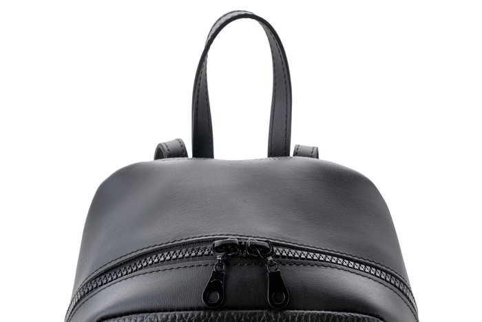 Lucky Bees 1285 Mochila de Piel Negra, Accesorio Imprescindible de Polipiel 100% para Uso Diario y Oficina, Elegante y Duradera