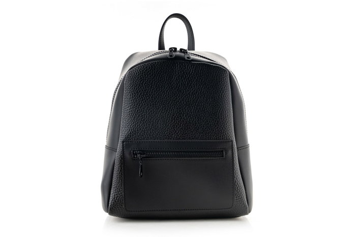 Lucky Bees 1285 Mochila de Piel Negra, Accesorio Imprescindible de Polipiel 100% para Uso Diario y Oficina, Elegante y Duradera