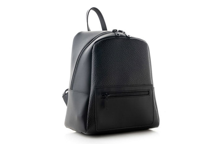 Lucky Bees 1285 Mochila de Piel Negra, Accesorio Imprescindible de Polipiel 100% para Uso Diario y Oficina, Elegante y Duradera