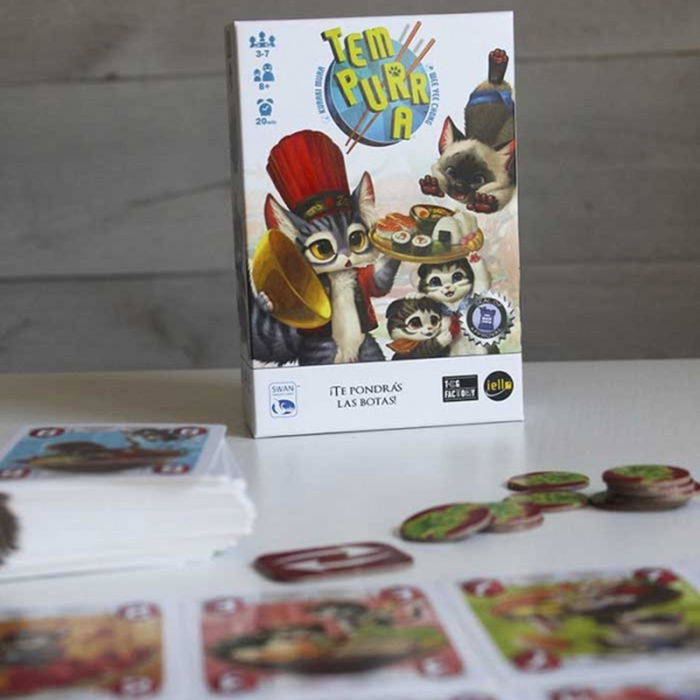 Tempurra - Juego de Cartas Familiar Divertido, de Gatitos y Comida Japonesa, Para 3-7 Jugadores (6+ Años), Como UNO