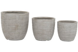 DKD Home Decor Maceta Terraza Y Jardin Beige 45x45x43.5 cm Set de 3 Piezas Magnesia Fibra Vidrio