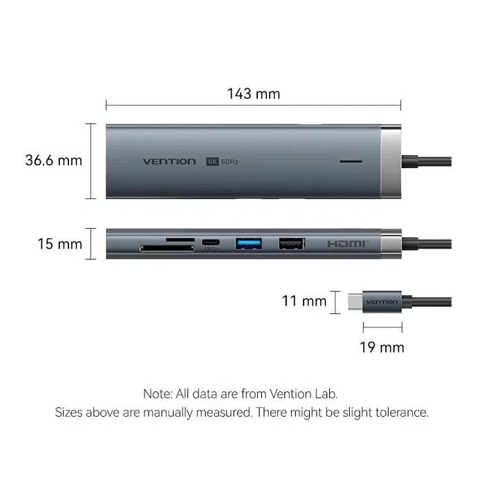 Vention TGVHB Hub USB Tipo-C 9 en 1 con HDMI 4K, RJ45 y PD 100W Vention TGVHB Hub USB Tipo-C 9 en 1 con HDMI 4K, RJ45 y PD 100W