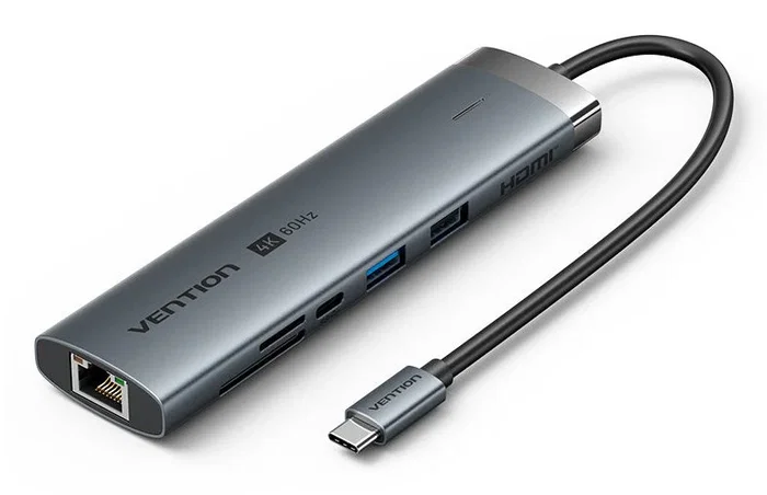 Vention TGV Dock 9-en-1 Hub USB-C 3.2 Gen 1 con PD 100W, HDMI 4K@60Hz, Ethernet, Lector SD/TF y Jack 3.5mm para Laptop, Cable 15cm Vention TGV Dock 9-en-1 Hub USB-C 3.2 Gen 1 con PD 100W, HDMI 4K@60Hz, Ethernet, Lector SD/TF y Jack 3.5mm para Laptop, Cable 15cm