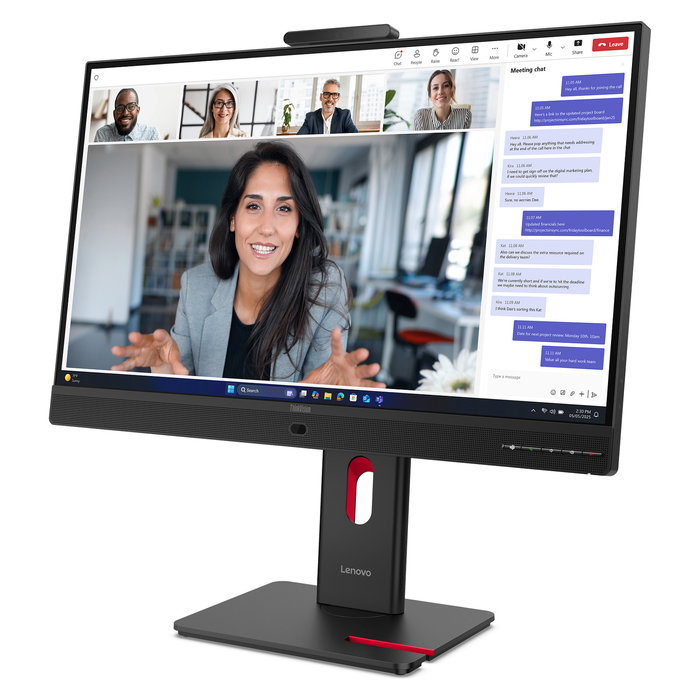 Lenovo ThinkVision T24-4v Monitor de Oficina de 23.8 Pulgadas (60.5 cm) Full HD 1920x1080 IPS, 120Hz, 6ms, Altavoces, Cámara 5MP, USB-C, HDMI, DisplayPort, Negro