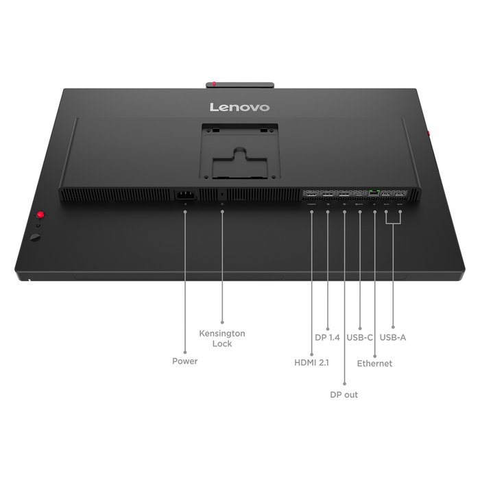 Lenovo ThinkVision T24-4v Monitor de Oficina de 23.8 Pulgadas (60.5 cm) Full HD 1920x1080 IPS, 120Hz, 6ms, Altavoces, Cámara 5MP, USB-C, HDMI, DisplayPort, Negro