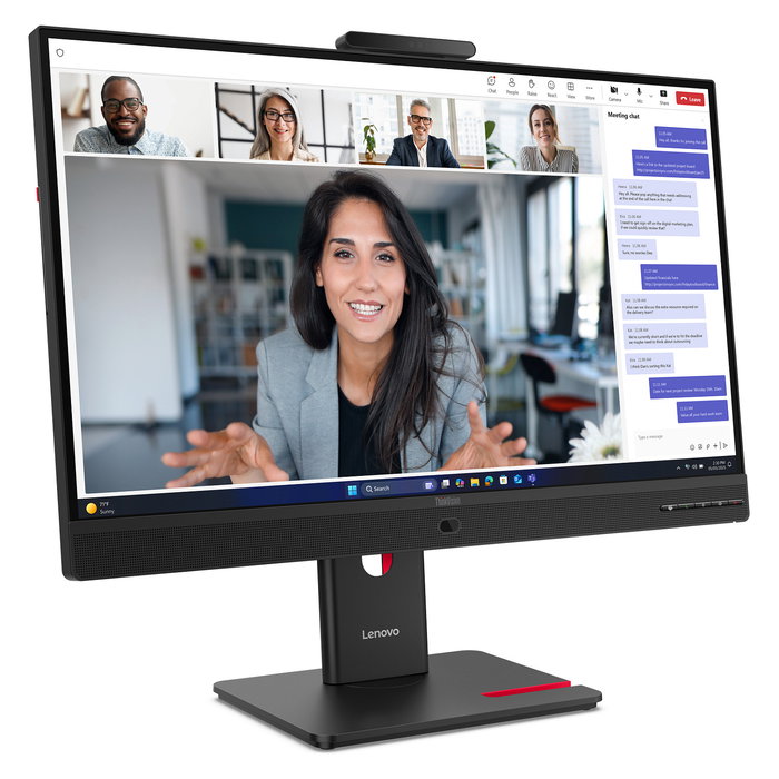 Lenovo ThinkVision T24-4v Monitor de Oficina de 23.8 Pulgadas (60.5 cm) Full HD 1920x1080 IPS, 120Hz, 6ms, Altavoces, Cámara 5MP, USB-C, HDMI, DisplayPort, Negro