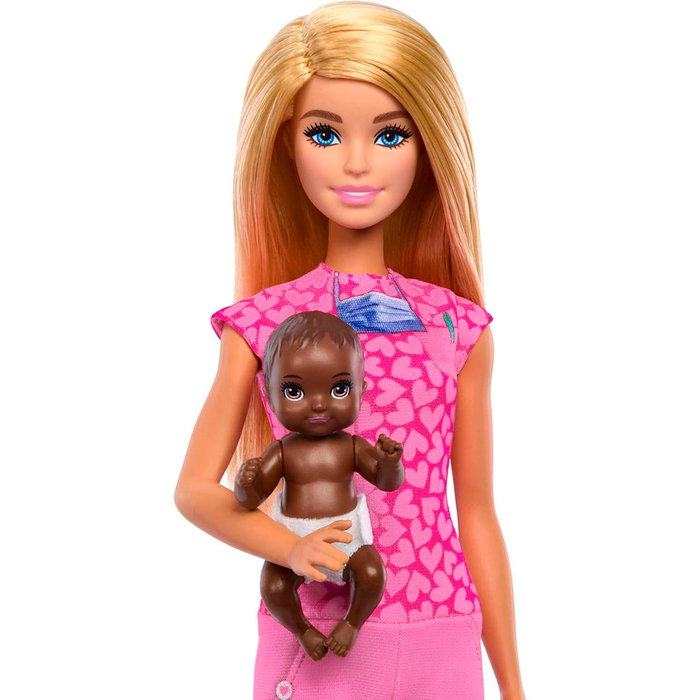 Barbie Caja Pediatra con Muñeca Bebé, Jumpsuit Rosa, Muebles y Accesorios Médicos para Niños a Partir de 3 Años Barbie Caja Pediatra con Muñeca Bebé, Jumpsuit Rosa, Muebles y Accesorios Médicos para Niños a Partir de 3 Años