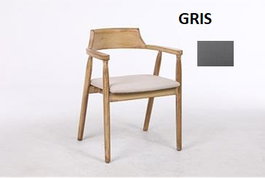 DKD Home Decor Silla de Madera de Hevea y Lino Gris (Pack de 2)