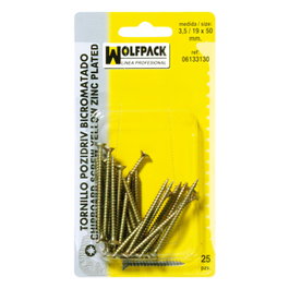 WOLFPACK LINEA PROFESIONAL Tirafondo Pozidriv Bicromatado 5,0/21x 70 mm (8 Piezas) inevitable