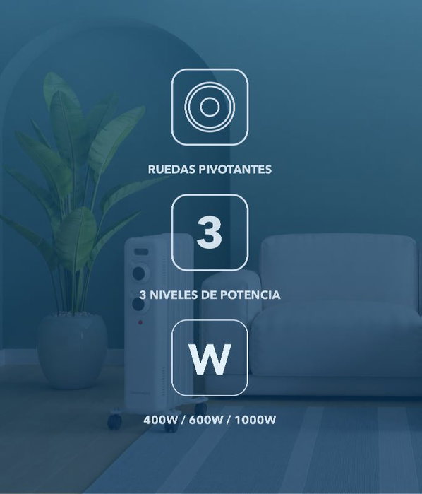 DAEWOO Radiador de aceite de 5 elementos 1000W - blanco