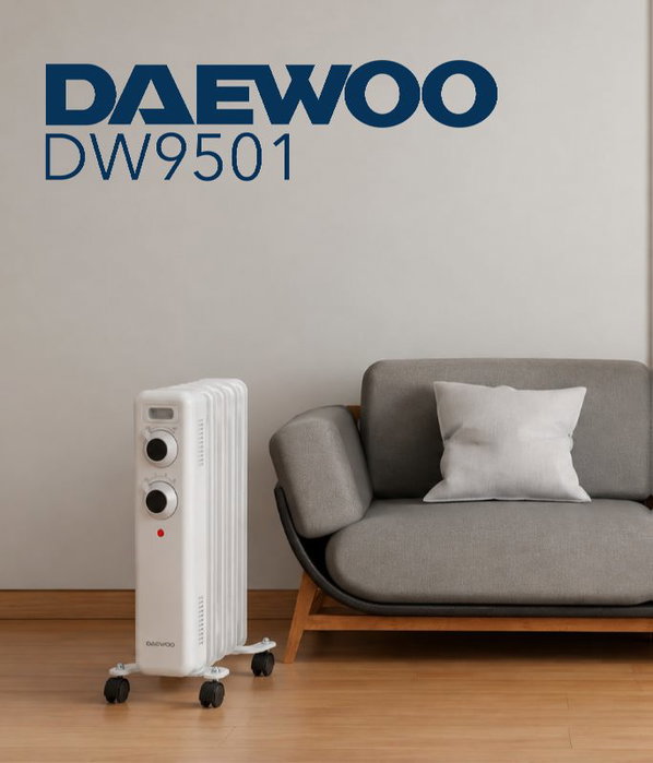 DAEWOO Radiador de aceite de 5 elementos 1000W - blanco