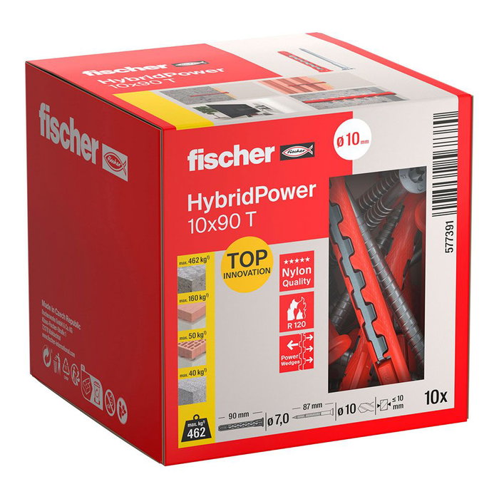 Fischer Hybridpower Tacos y Tornillos Avellanados ø7 x 90 mm + ø10 x 87 mm Caja 10 uds Fischer Hybridpower Tacos y Tornillos Avellanados ø7 x 90 mm + ø10 x 87 mm Caja 10 uds