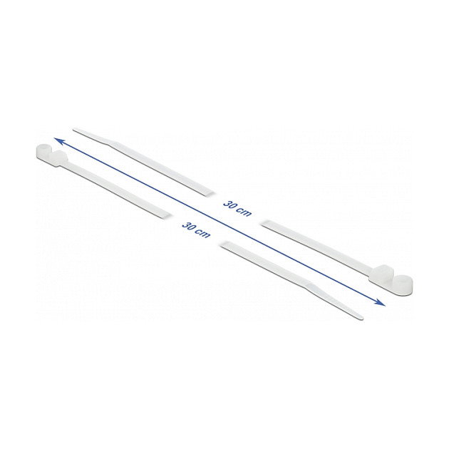 DeLOCK 18946 Brida de entrada paralela con ojal de fijación 300 x 4,8 mm blanco DeLOCK 18946 Brida de entrada paralela con ojal de fijación 300 x 4,8 mm blanco