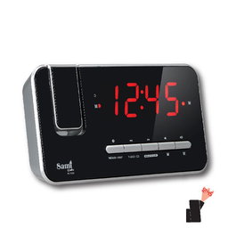 SAMI Radio Reloj Despertador con Proyector Rotativo y 2 Alarmas de Memoria, Modelo Rect. - Radio Reloj SAMI Rect.