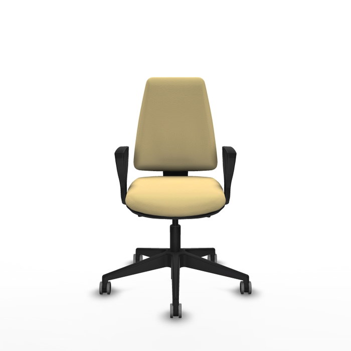 PIQUERAS Y CRESPO Silla de oficina Elche, Similpiel Crema, Mecanismo Asincro, Base Negra