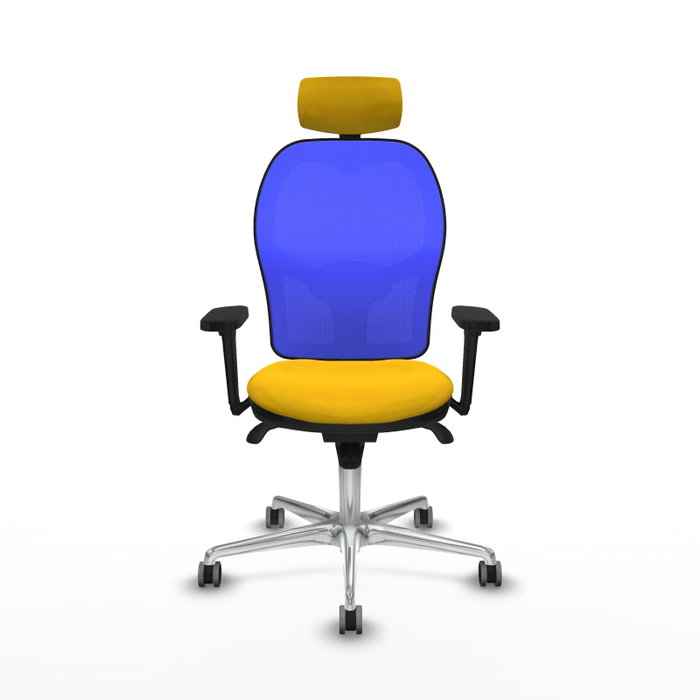 PIQUERAS Y CRESPO Silla de oficina Jorquera con mecanismo Sincro, Tela Amarillo y Malla Azul