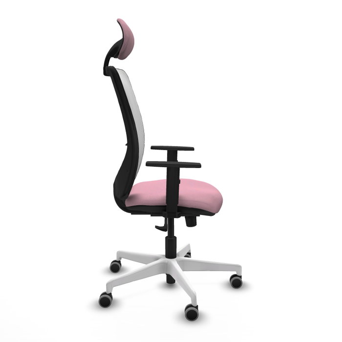 PIQUERAS Y CRESPO Silla de oficina Zulema Rosa y Blanco con Mecanismo Sincro