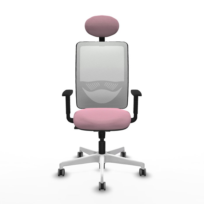 PIQUERAS Y CRESPO Silla de oficina Zulema Rosa y Blanco con Mecanismo Sincro