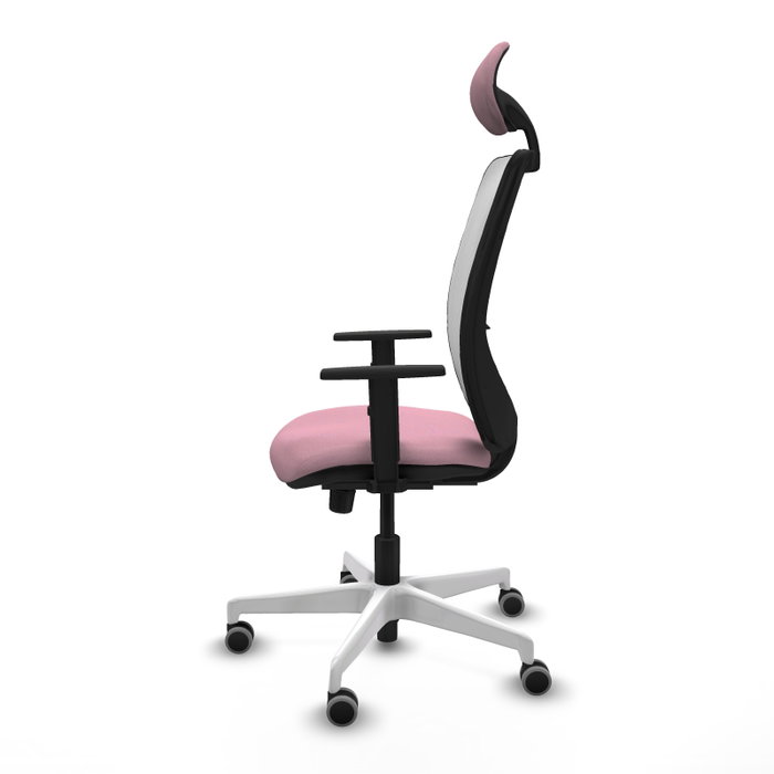 PIQUERAS Y CRESPO Silla de oficina Zulema Rosa y Blanco con Mecanismo Sincro