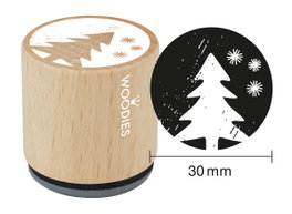 Woodies Sello de madera y caucho árbol de Navidad 33x30mm