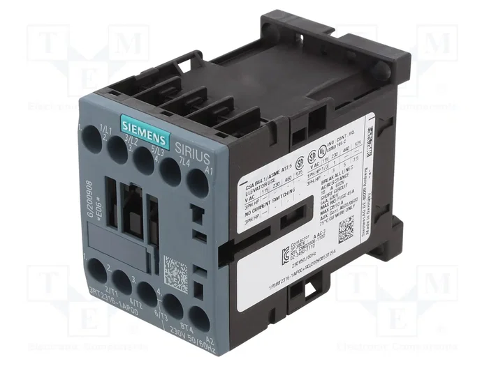 SIEMENS 3RT2316-1AP00 Contactor 4-polar 9A 230VAC SIEMENS 3RT2316-1AP00 Contactor 4-polar 9A 230VAC