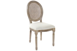 DKD Home Decor Silla de Caucho y Lino Beige con Rejilla
