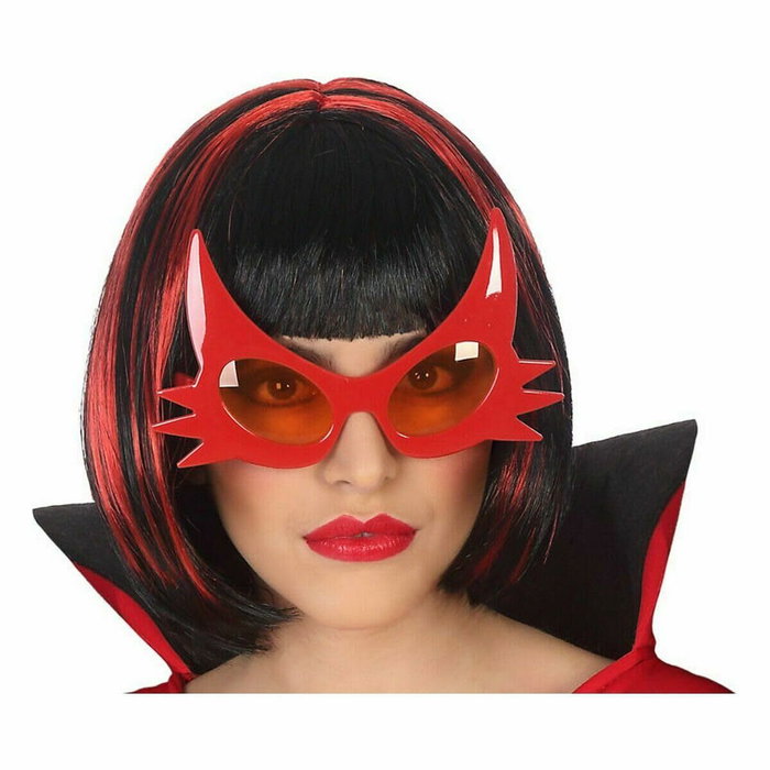 Atosa Gafas de Sol de Disfraz con Montura Roja de Pico y Lentes Oscuras
