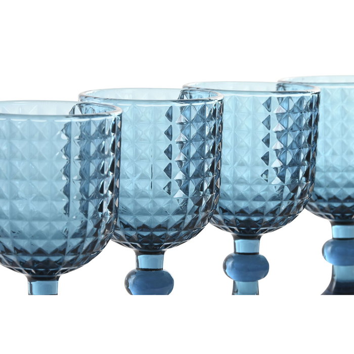 DKD Home Decor Set de 6 Copas de Cristal Azul 260ml Diamond Garbo 24 DKD Home Decor Set de 6 Copas de Cristal Azul 260ml Diamond Garbo 24